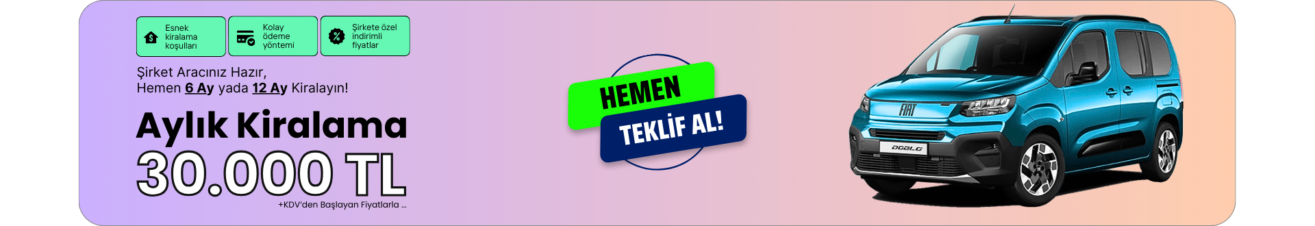 Aylık 30.000 TL Araç Kiralama