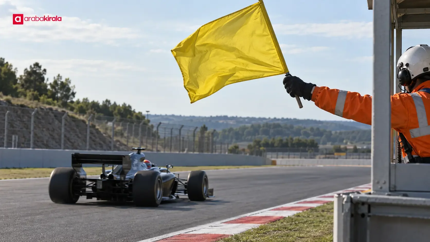 Formula 1 pistinde görevli tarafından gösterilen sarı bayrak işareti