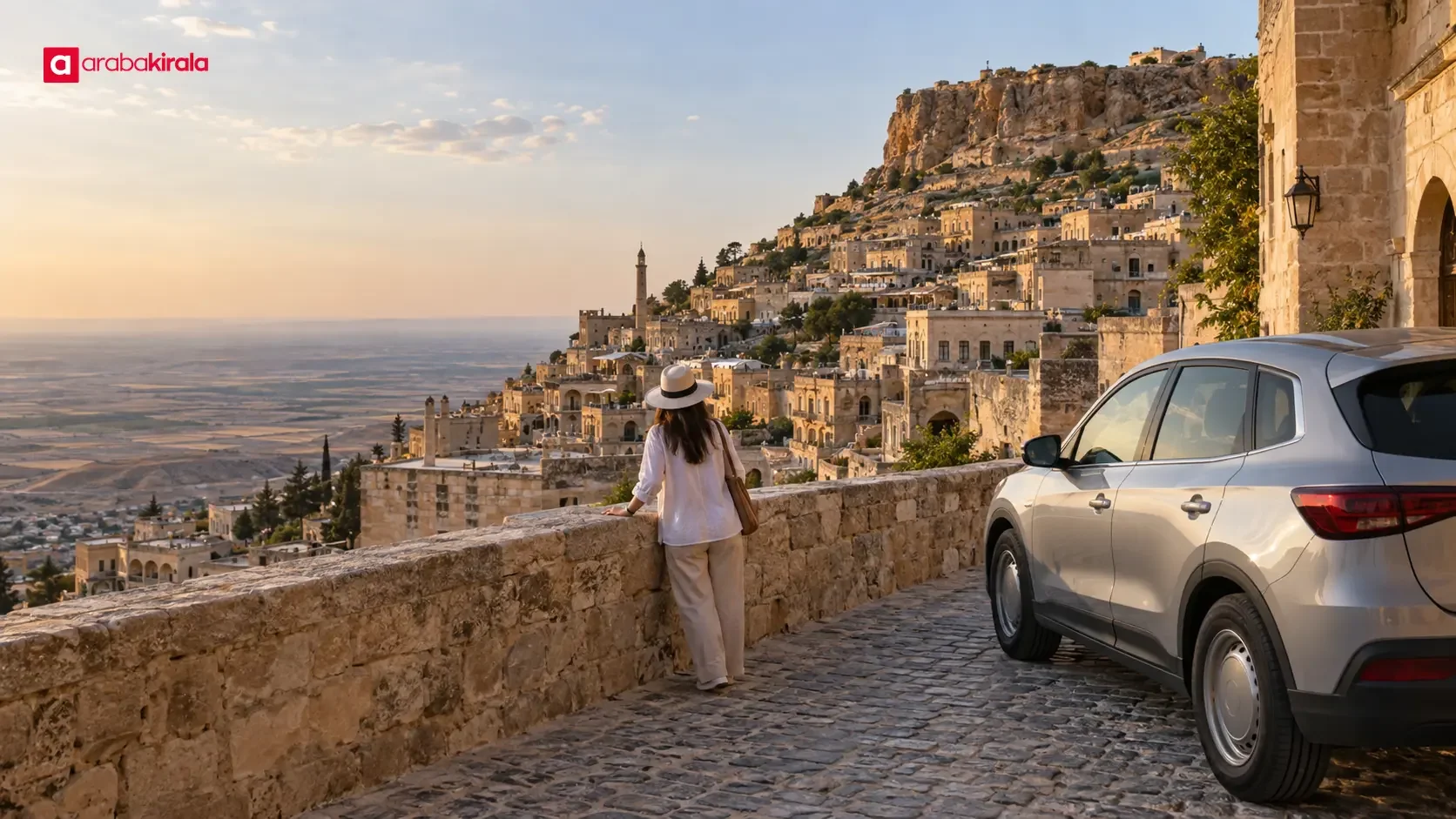 Mardin’in yamaçtaki taş evleri ve tarihî merkezine bakan manzara
