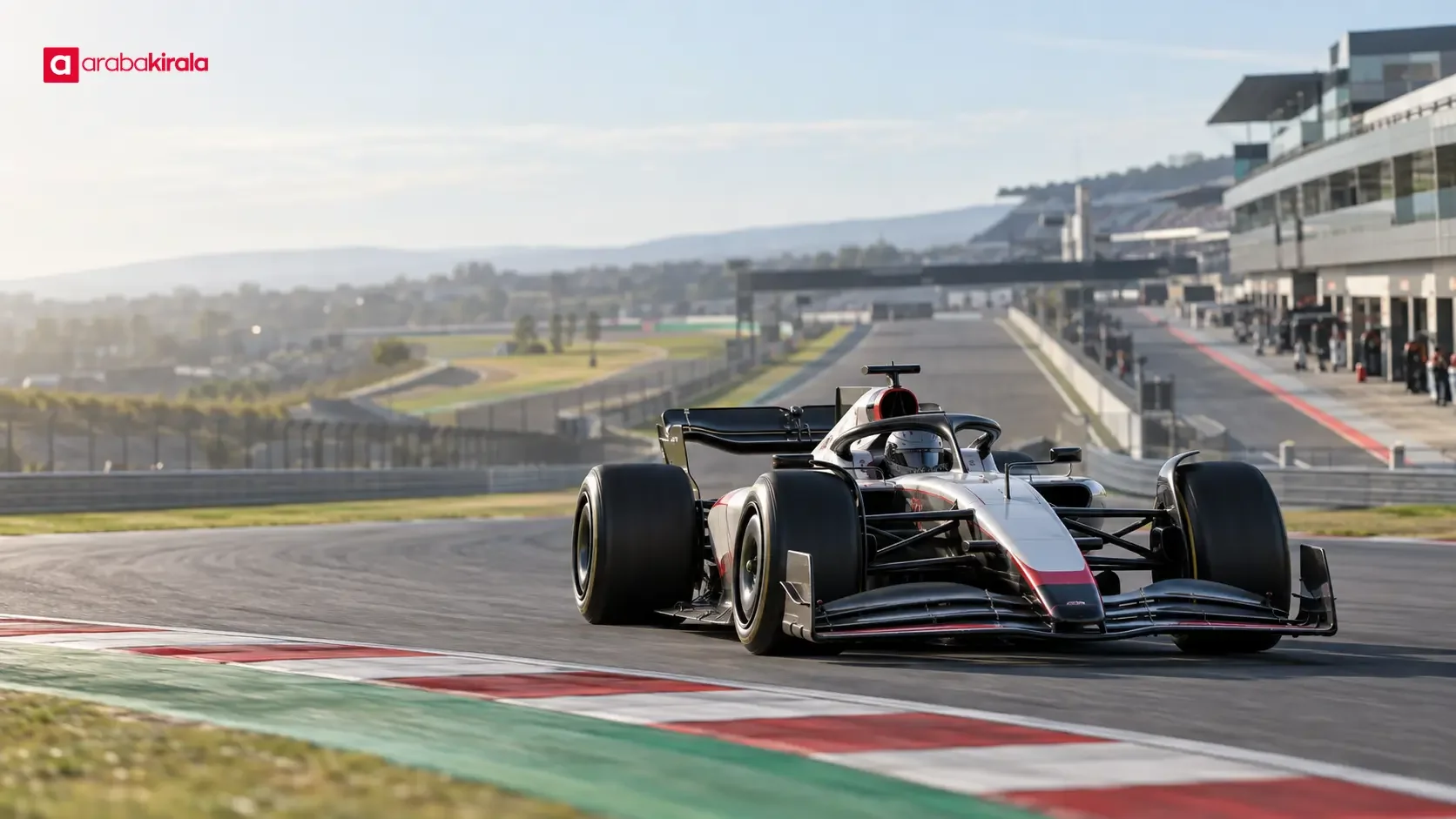 Formula 1 sprint yarışında start çizgisinde yan yana dizilmiş yarış otomobilleri