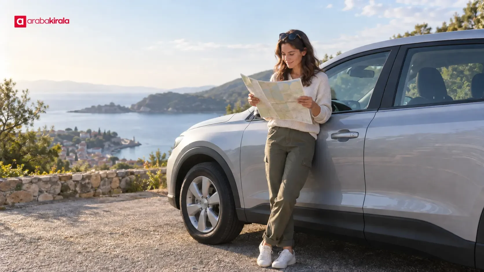 Driver reviewing a daily route and car rental plan
