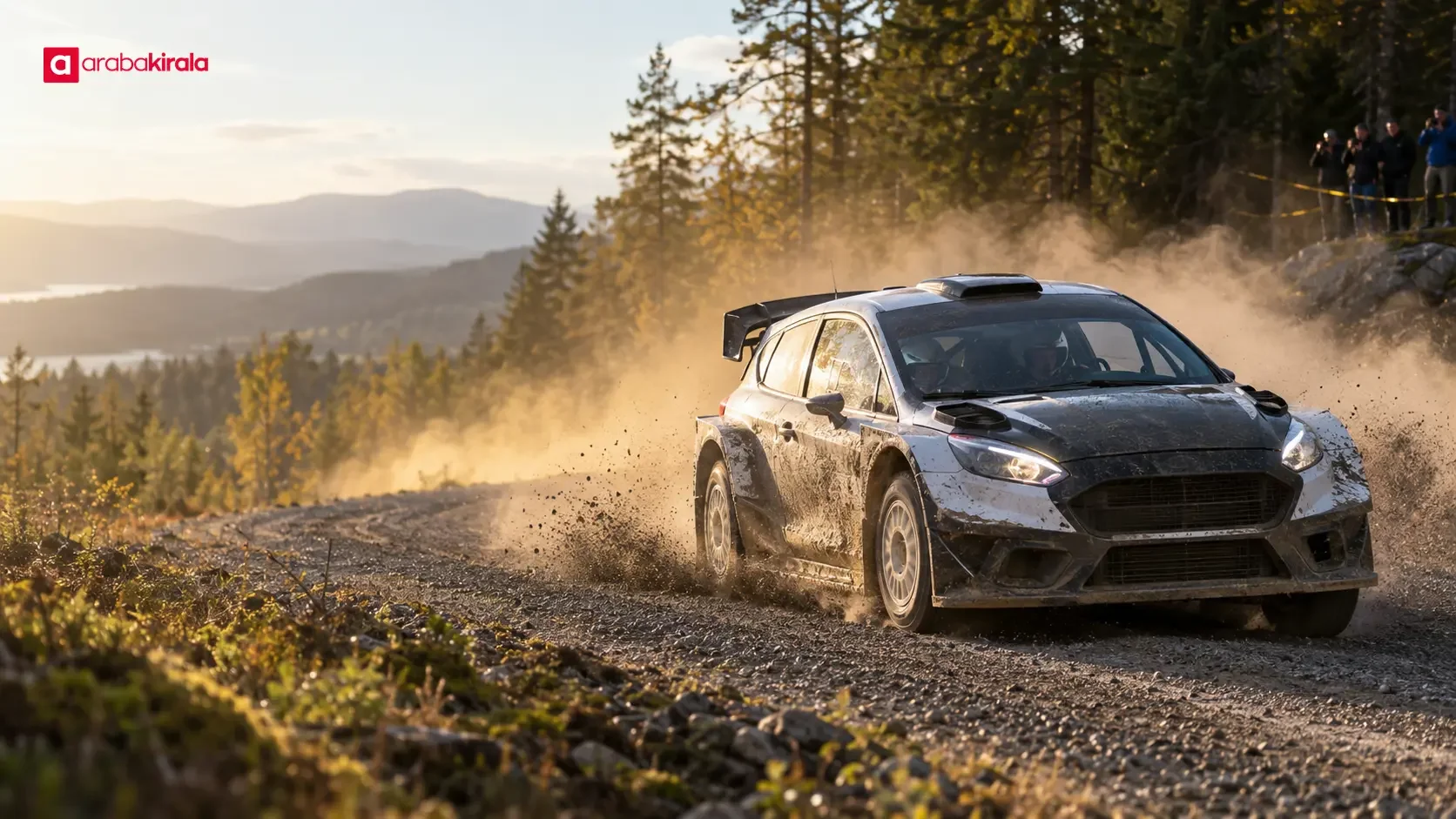A rally car racing against the clock on a WRC Power Stage