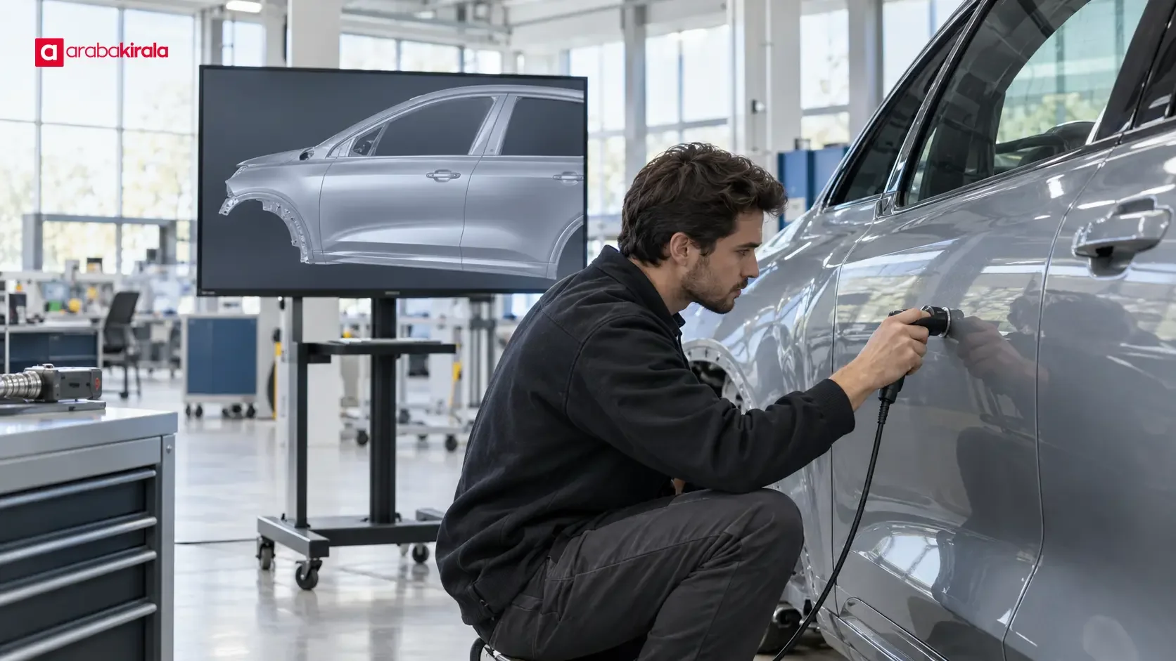 Otomotiv tasarımı ve üretiminde dijital ikiz kullanımını gösteren sahne