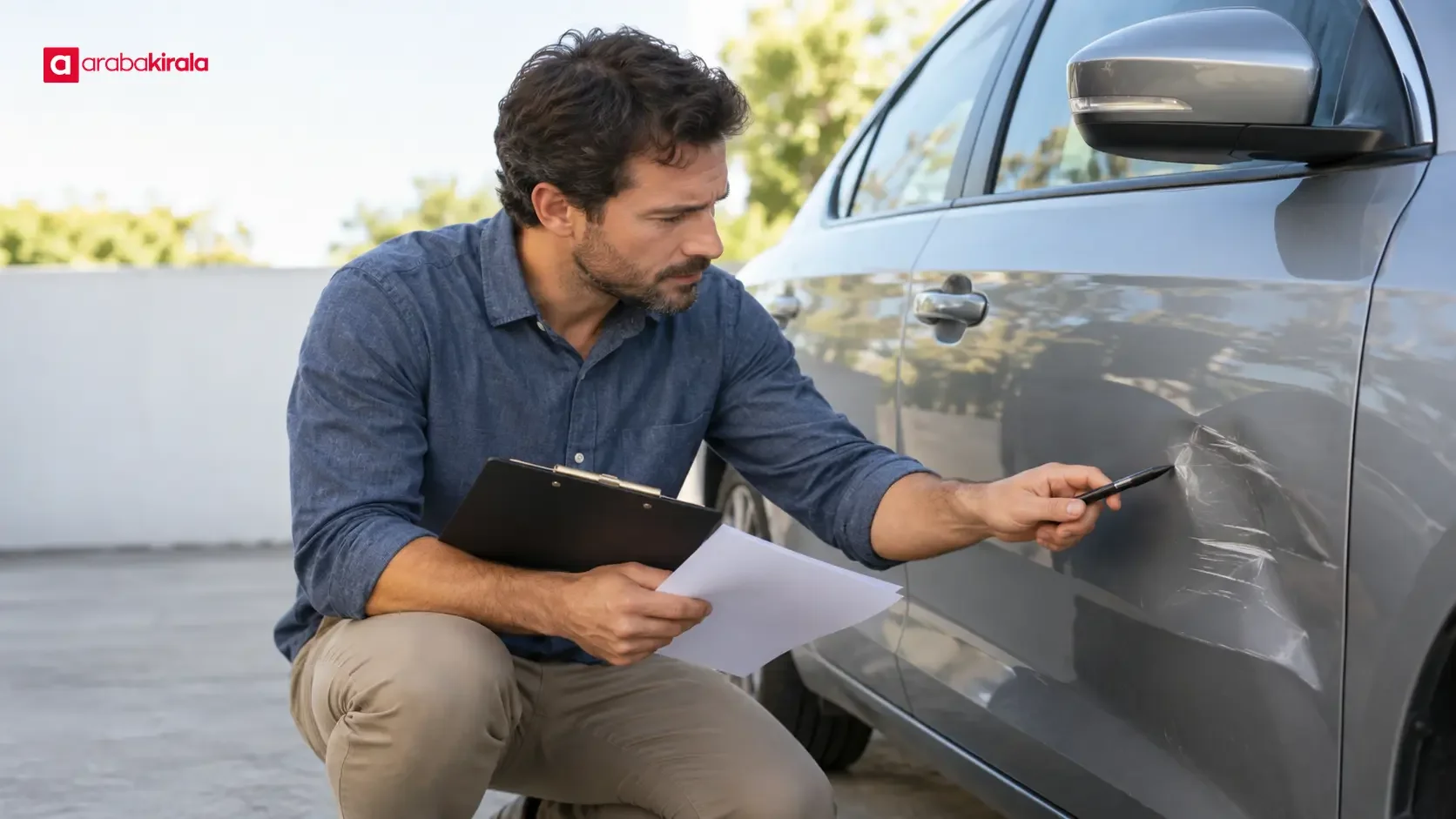 A driver reviews claim file and policy documents side by side