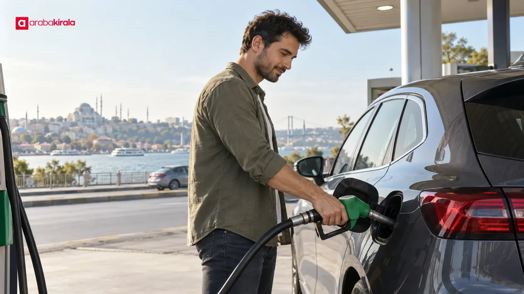 A driver planning fuel stops along a daily route in Istanbul