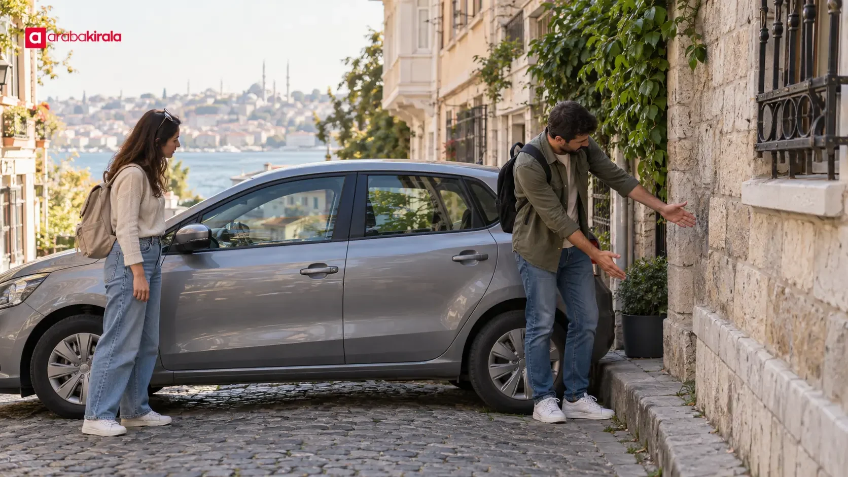 Driver considering car size in relation to a daily route and parking