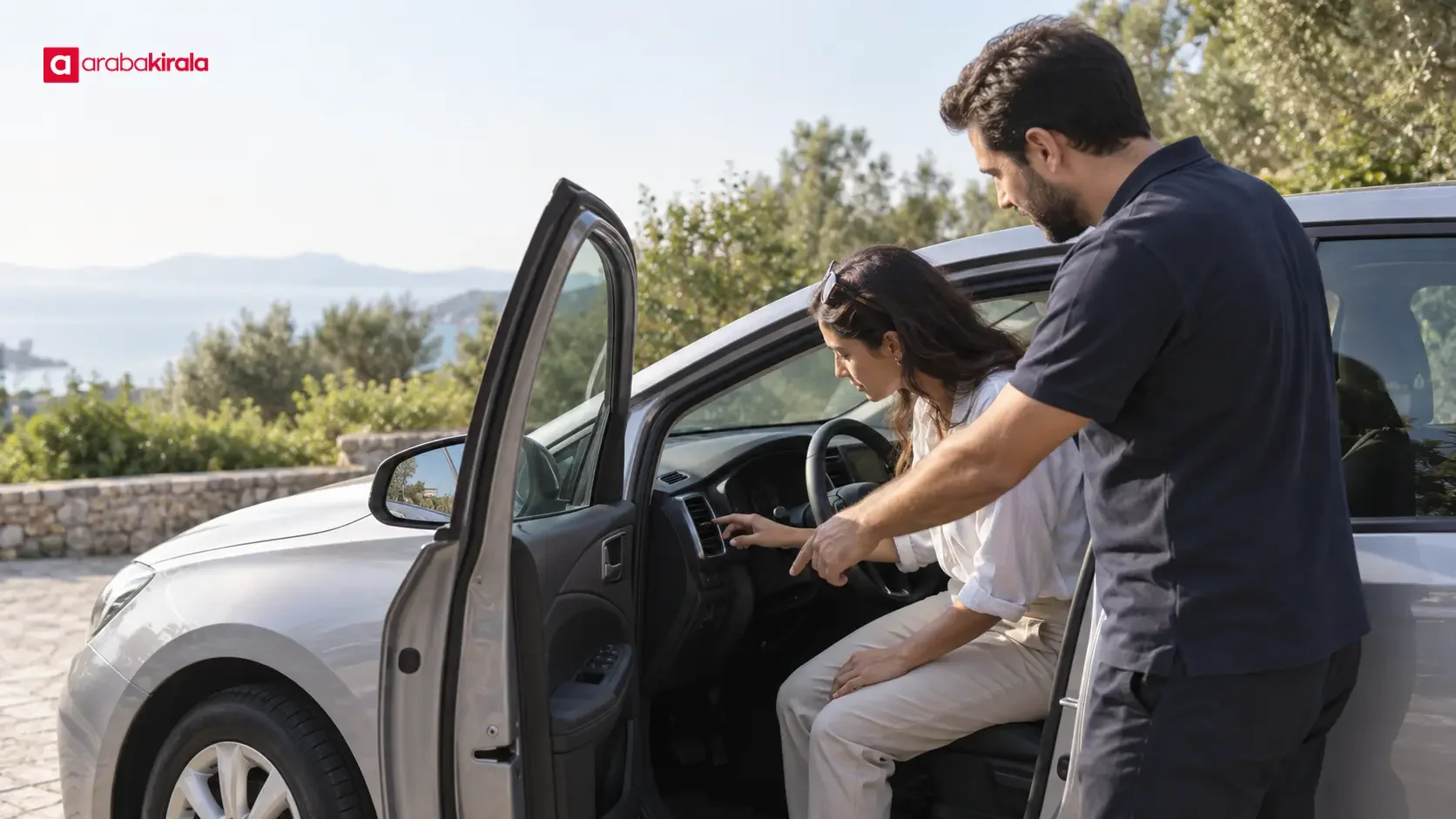 Preparation scenes illustrating car rental reservation and vehicle handover.