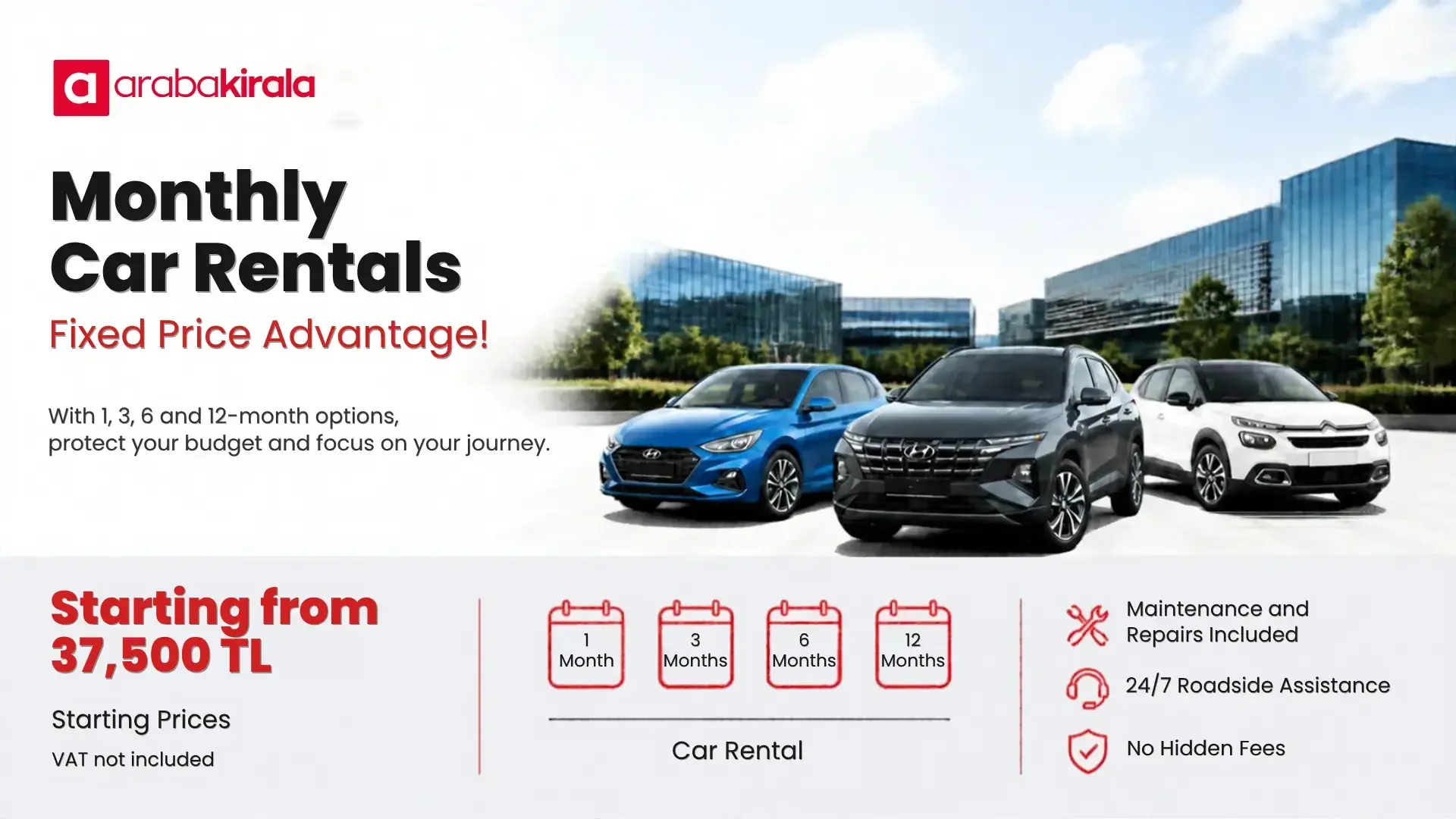 Araba Kirala monthly car rental campaign and monthly price options