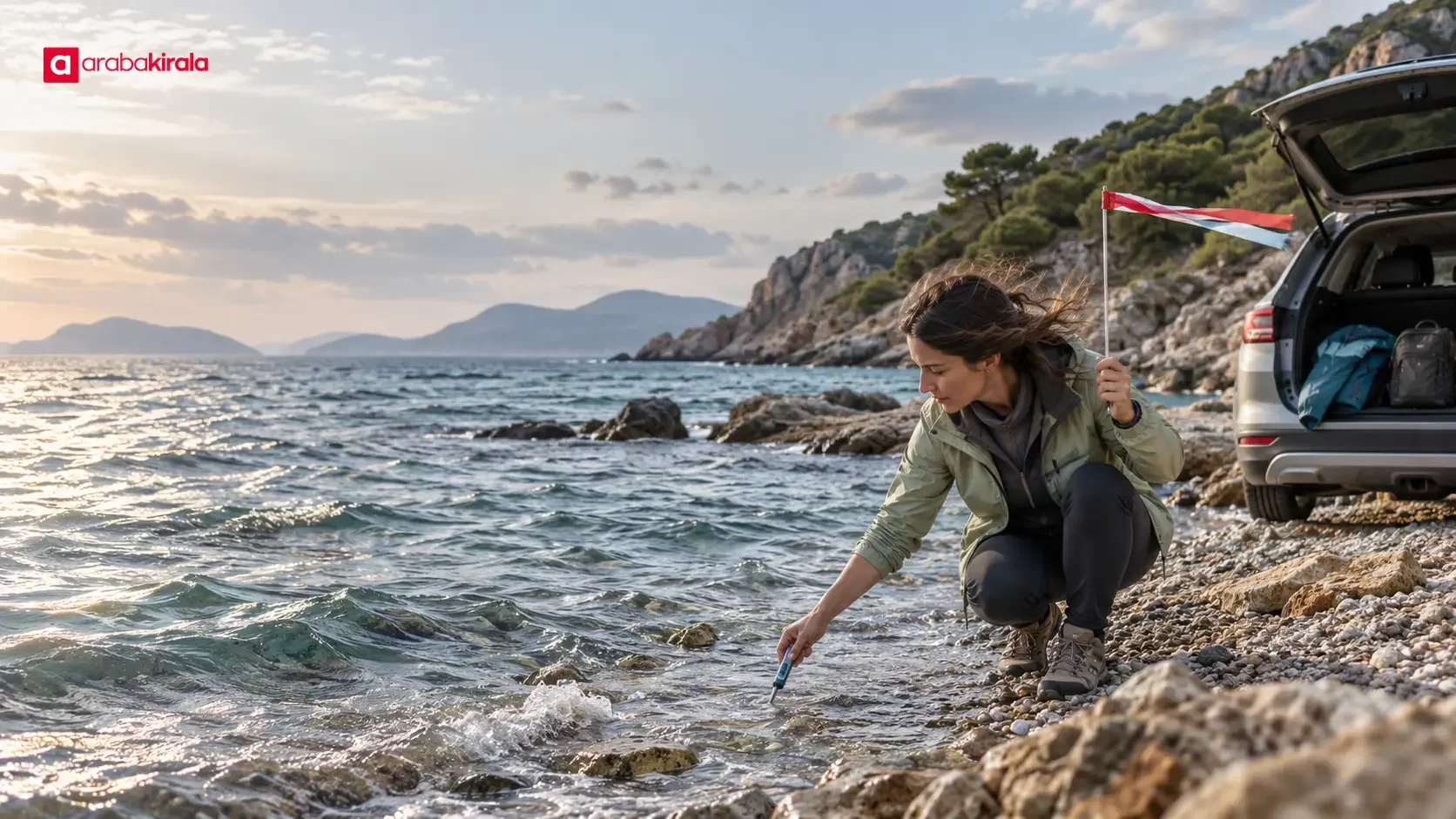 Travelers preparing for a coastal outing during a seasonal transition